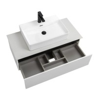 Тумба с раковиной Cezares Slider 100 подвесная, 2 ящика, со столешницей bianco opaco