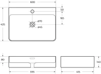 Тумба с раковиной Cezares Slider 100 подвесная, 2 ящика, со столешницей bianco opaco