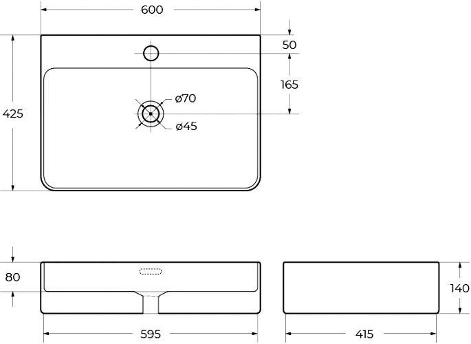 Тумба с раковиной Cezares Slider 100 подвесная, 2 ящика, со столешницей bianco opaco