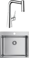 Комплект Мойка Omoikiri Amadare 55-IN + Смеситель Hansgrohe Metris M71 14834000 хром