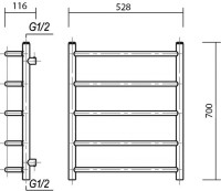 Полотенцесушитель электрический Domoterm Калипсо П5 50x70, хром, L