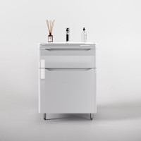 Тумба с раковиной Style Line Марелла 60 напольная, белый глянец