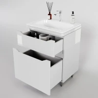 Тумба с раковиной Style Line Марелла 60 напольная, белый глянец