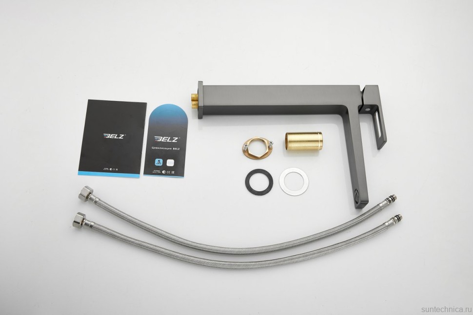 Смеситель для раковины BELZ B658 B11658-3 оружейная сталь