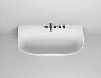 Ванна из искусственного камня Salini Sofia Wall 180x85 см, пристенная, матовая белая, со сливом-переливом, с донным клапаном