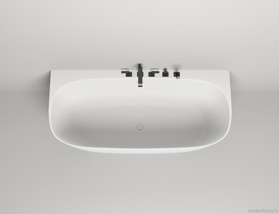 Ванна из искусственного камня Salini Sofia Wall 180x85 см, пристенная, матовая белая, со сливом-переливом, с донным клапаном