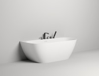 Ванна из искусственного камня Salini Sofia Wall 180x85 см, пристенная, матовая белая, со сливом-переливом, с донным клапаном