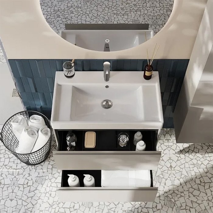 Тумба с раковиной Roca Ona 80 бежево-серая матовая