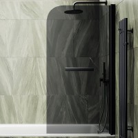 Шторка на ванну Maybahglass MGV-791-6 80x140, профиль черный, стекло графит
