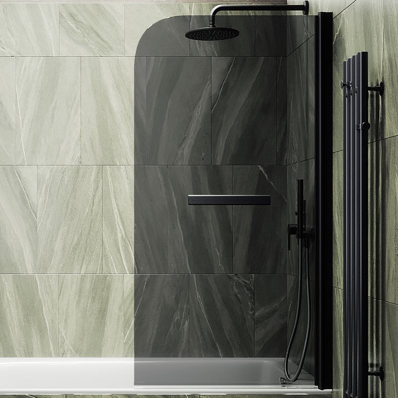Шторка на ванну Maybahglass MGV-791-6 80x140, профиль черный, стекло графит