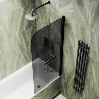 Шторка на ванну Maybahglass MGV-791-6 80x140, профиль черный, стекло графит