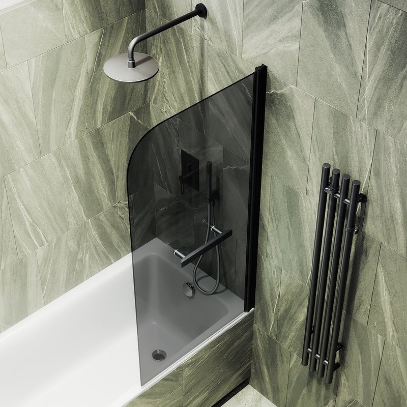 Шторка на ванну Maybahglass MGV-791-6 80x140, профиль черный, стекло графит