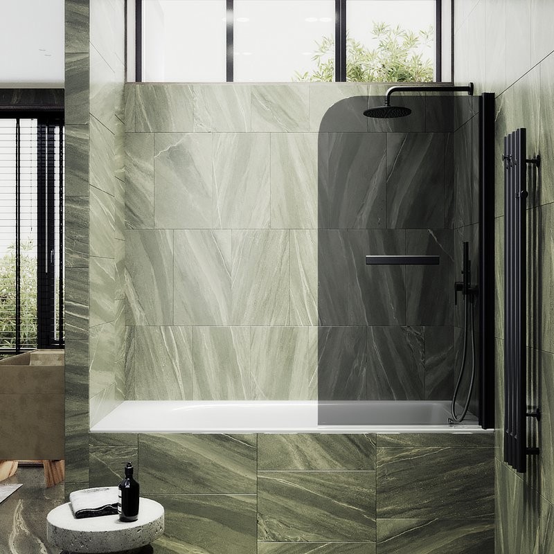 Шторка на ванну Maybahglass MGV-791-6 80x140, профиль черный, стекло графит