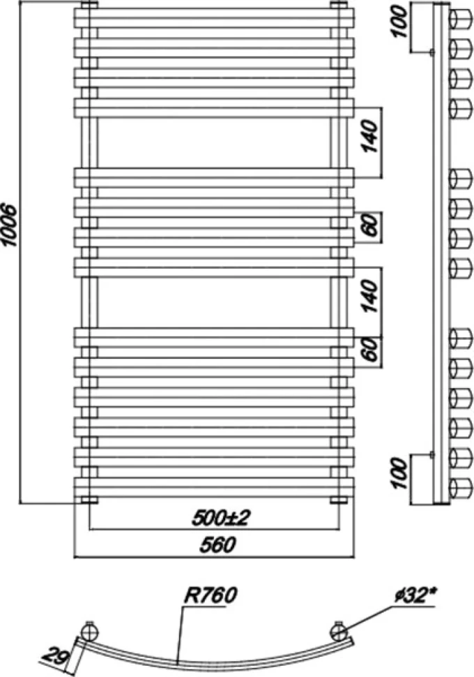 Полотенцесушитель водяной Ravak Elegance 500x100
