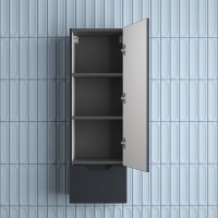 Шкаф-пенал для ванной Style Line Остин 36 подвесной, графит эмаль plus