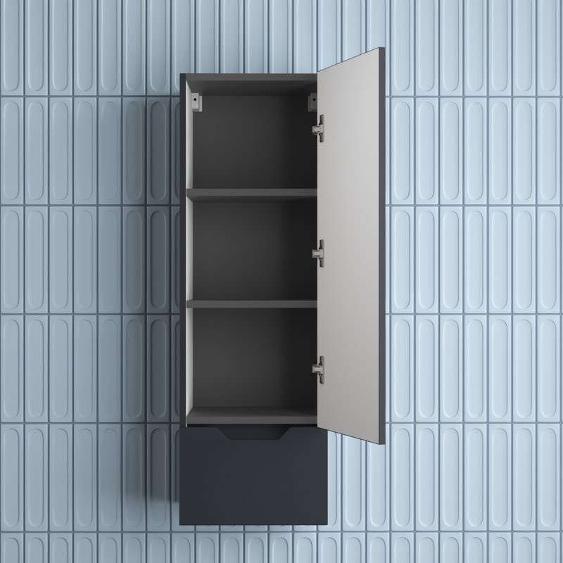 Шкаф-пенал для ванной Style Line Остин 36 подвесной, графит эмаль plus