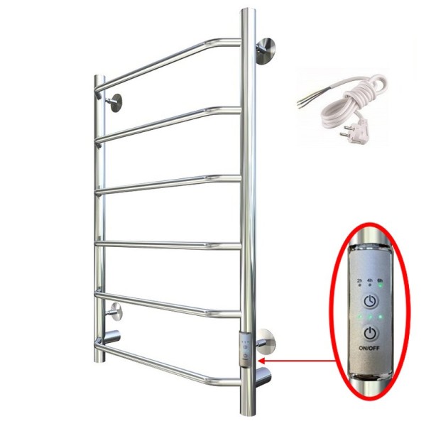 Полотенцесушитель электрический Тругор Пэк 6 80х50 с выключателем, хром