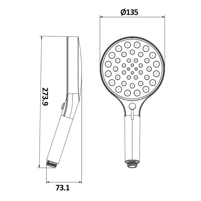 Лейка для душа 135 мм, 4 режима, белый, AQUAme AQM8501MW
