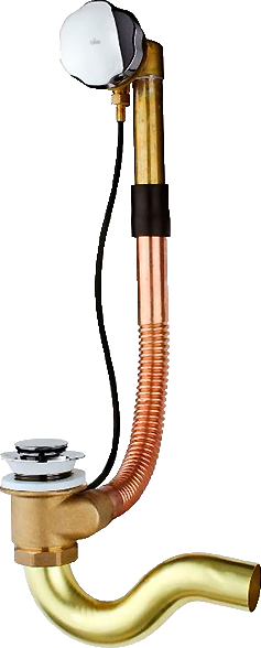 Слив-перелив для ванны Timo 8003 52 мм, полуавтомат, chrome, с сифоном