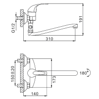 Смеситель с длинным изливом для ванны Frap H29 F2129-B хром