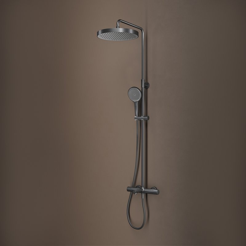 Комплект для ванной IDDIS Duna Душевая стойка IDDIS Duna DUNGMSTi06 + Смеситель для раковины DUNGM01i01, графит матовый