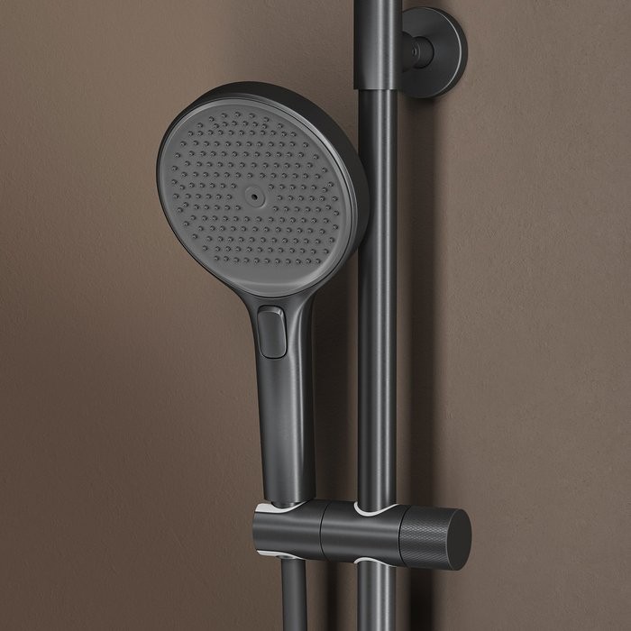 Комплект для ванной IDDIS Duna Душевая стойка IDDIS Duna DUNGMSTi06 + Смеситель для раковины DUNGM01i01, графит матовый