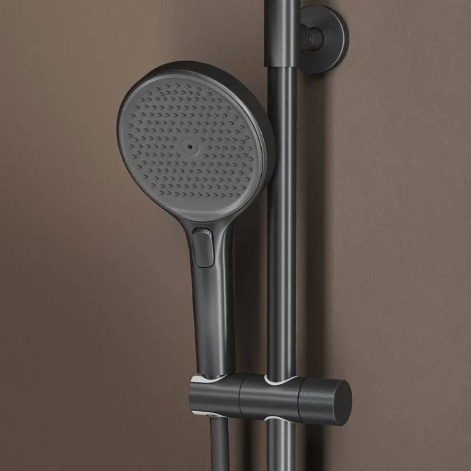 Комплект для ванной IDDIS Duna Душевая стойка IDDIS Duna DUNGMSTi06 + Смеситель для раковины DUNGM01i01, графит матовый
