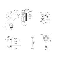 Душевой комплект WHITECROSS Y YSET10TOPBL С ВНУТРЕННЕЙ ЧАСТЬЮ, черный матовый