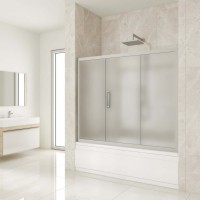 Шторка на ванну Kubele DE019 P3-MAT-MT 180х150 см, профиль матовый хром
