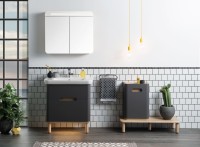 Тумба с раковиной VitrA Sento Sento 80 c LED подсветкой, матовый антрацит