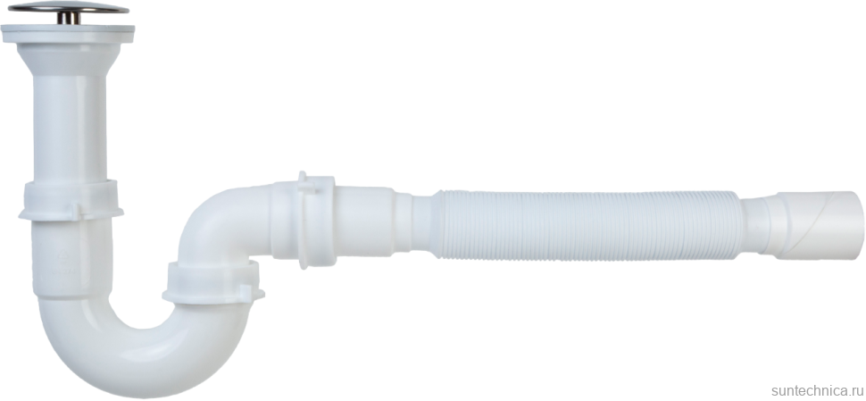 Сифон для раковины EWRIKA 0301003042 40 мм, трубный, глянцевый белый, нержавеющая сталь
