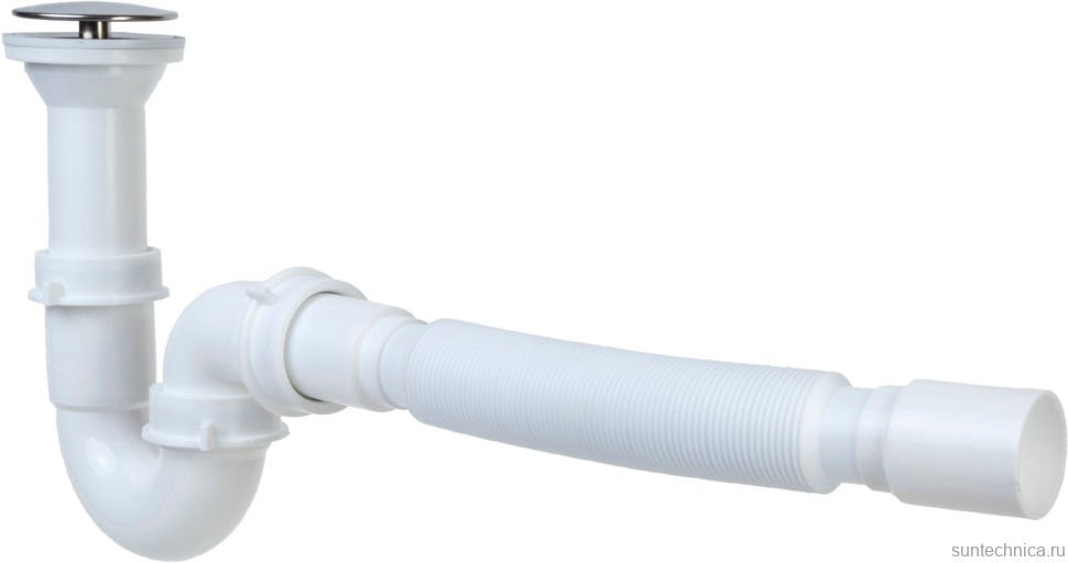 Сифон для раковины EWRIKA 0301003042 40 мм, трубный, глянцевый белый, нержавеющая сталь
