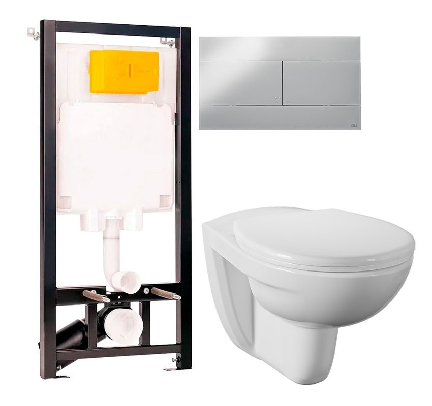 Комплект Унитаз подвесной Norm Fit + Крышка 803-003-709 с микролифтом + Инсталляция OLI 80 ECO Sanitarblock mechanic 3 в 1 с кнопкой смыва