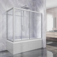 Шторка на ванну Kubele DE019 PR4-CLN-MT 170х90 см, профиль матовый хром
