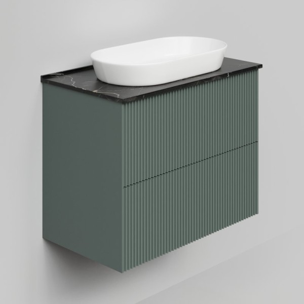 Тумба с раковиной La Fenice Terra Twin 80 подвесная, grigio, столешница черный мрамор, раковина белая матовая