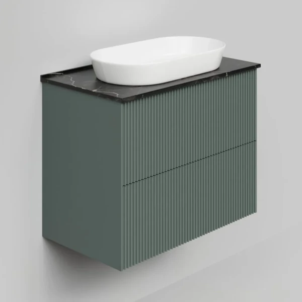 Тумба с раковиной La Fenice Terra Twin 80 подвесная, grigio, столешница черный мрамор, раковина белая матовая