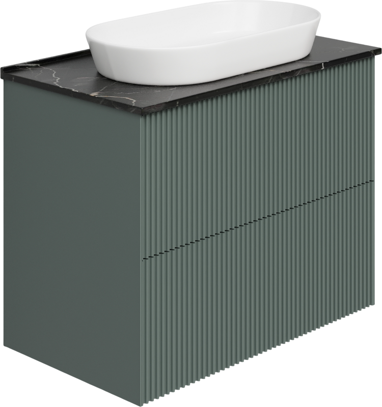 Тумба с раковиной La Fenice Terra Twin 80 подвесная, grigio, столешница черный мрамор, раковина белая матовая