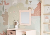 Зеркало AQUATON Каспер Мишка квадратное, розовое матовое