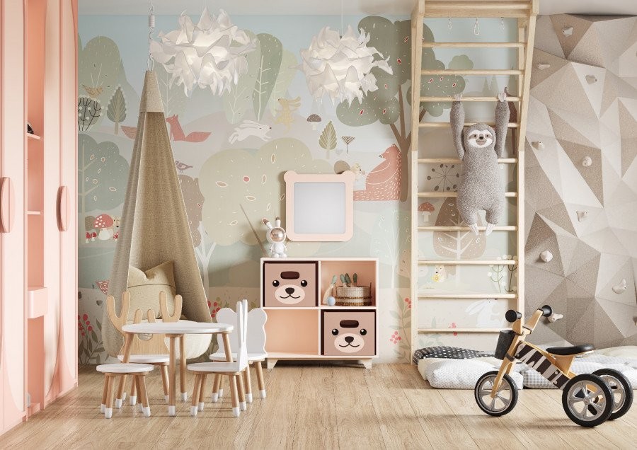 Зеркало AQUATON Каспер Мишка квадратное, розовое матовое