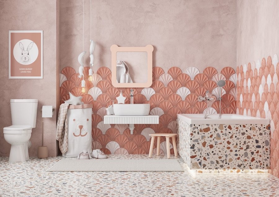 Зеркало AQUATON Каспер Мишка квадратное, розовое матовое