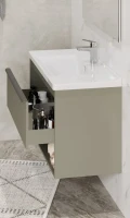 Тумба с раковиной AQUATON Хоуп 100 подвесная, 1 ящик, хаки