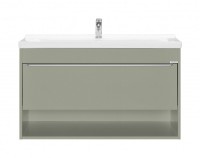 Тумба с раковиной AQUATON Хоуп 100 подвесная, 1 ящик, хаки