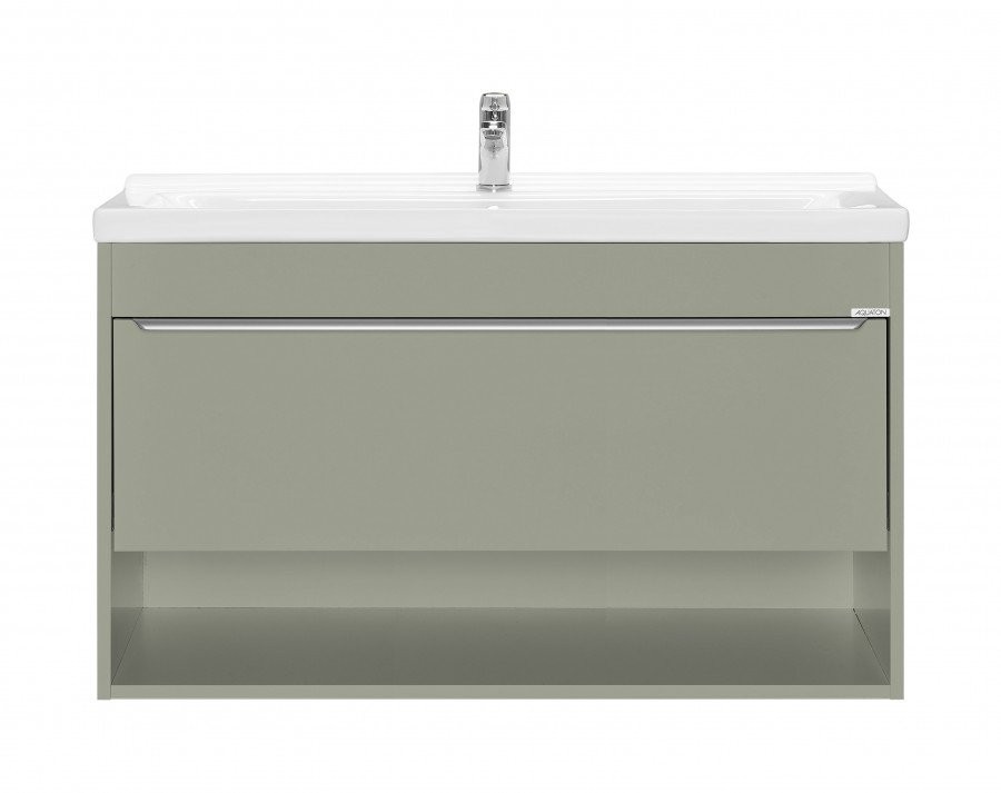 Тумба с раковиной AQUATON Хоуп 100 подвесная, 1 ящик, хаки