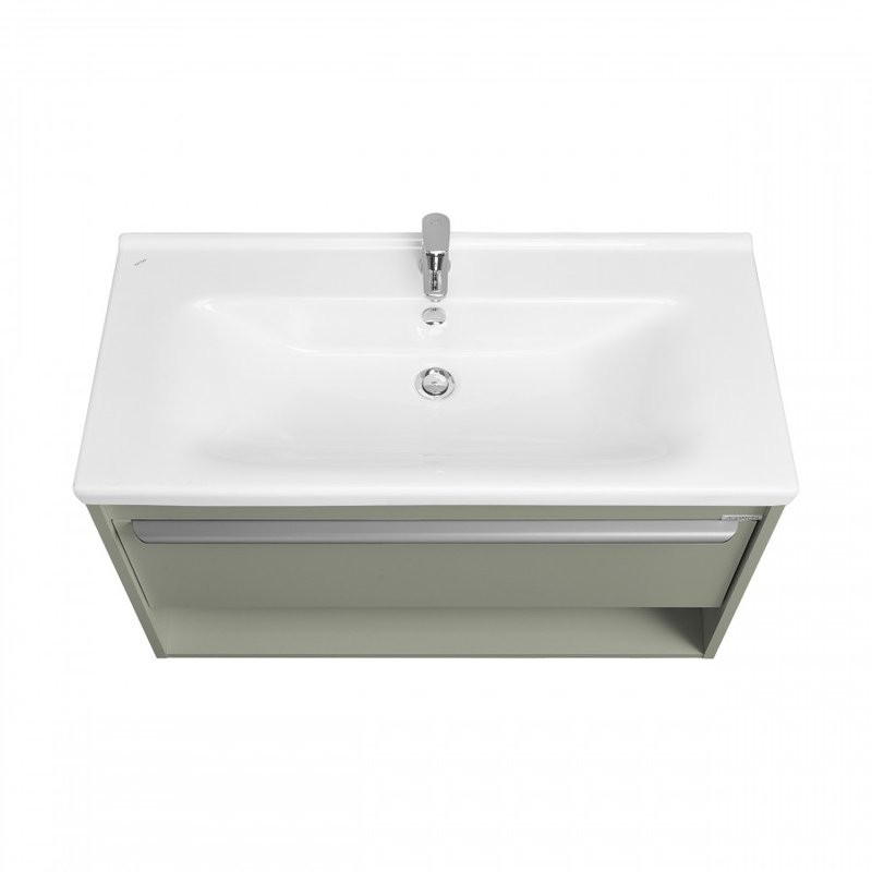 Тумба с раковиной AQUATON Хоуп 100 подвесная, 1 ящик, хаки