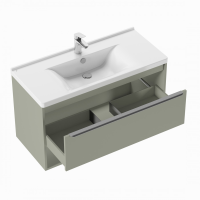 Тумба с раковиной AQUATON Хоуп 100 подвесная, 1 ящик, хаки
