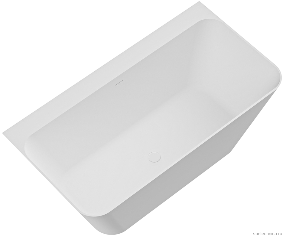 Ванна из искусственного камня Cezares Liner Solid Surface 170x80 см, пристенная, матовая белая, со сливом-переливом, с донным клапаном