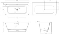 Ванна из искусственного камня Cezares Liner Solid Surface 170x80 см, пристенная, матовая белая, со сливом-переливом, с донным клапаном