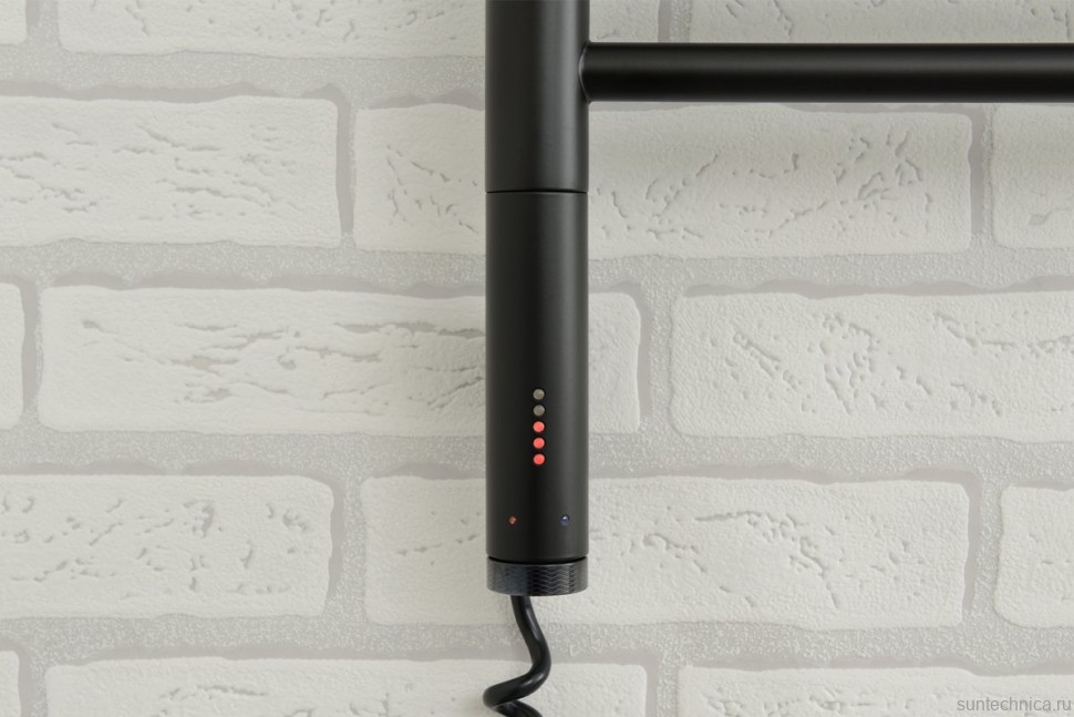 Полотенцесушитель электрический Сунержа Богема 3.1 31-6006-1250 130x55 см, подключение слева, матовый черный, лесенка, с полкой