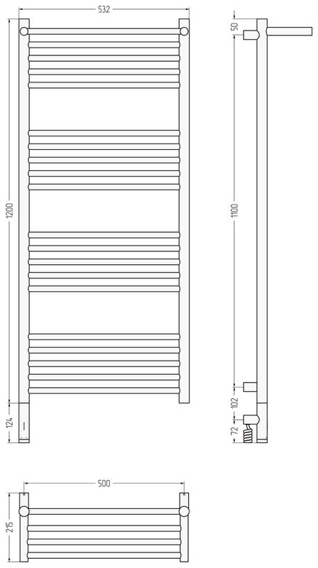 Полотенцесушитель электрический Сунержа Богема 3.1 31-6006-1250 130x55 см, подключение слева, матовый черный, лесенка, с полкой
