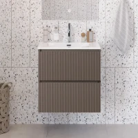 Тумба с раковиной BelBagno Uno-mini 60 подвесная, 2 ящика, матовая бежевая